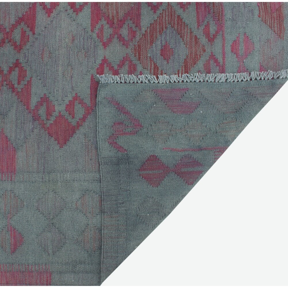 Noori Rug Elan Overdyed Kilim Muzaffer Grey/Pink Rug - 6'3" x 9'6"