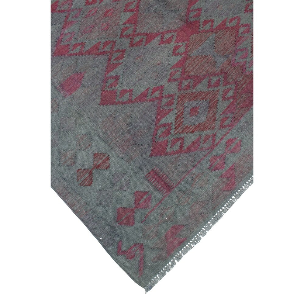 Noori Rug Elan Overdyed Kilim Muzaffer Grey/Pink Rug - 6'3" x 9'6"