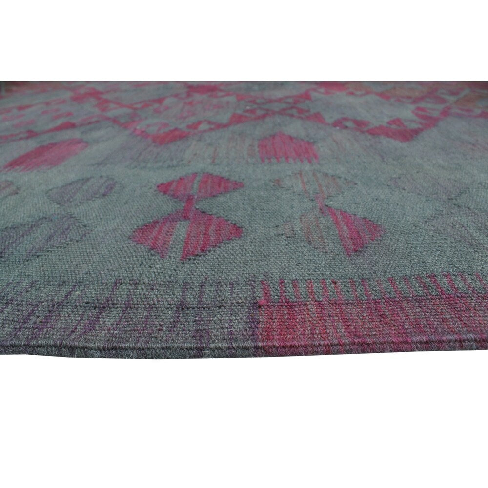 Noori Rug Elan Overdyed Kilim Muzaffer Grey/Pink Rug - 6'3" x 9'6"