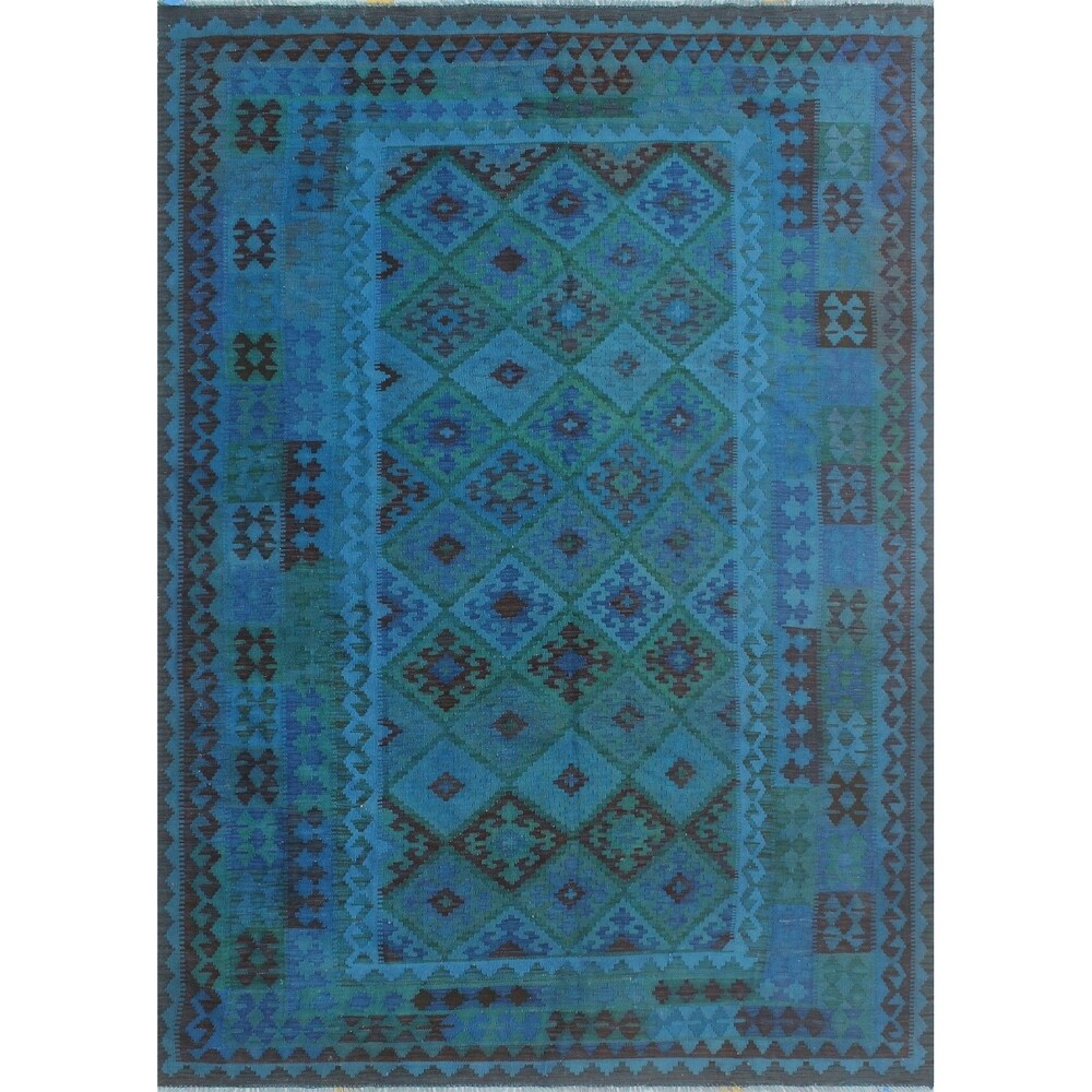 Noori Rug Elan Overyded Kilim Deyla Blue/Green Rug - 7'2" x 9'10"