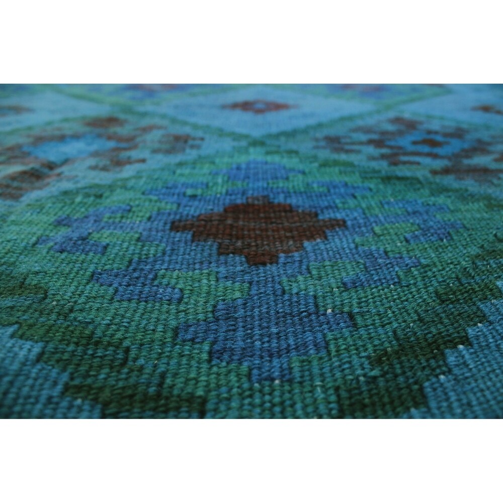 Noori Rug Elan Overyded Kilim Deyla Blue/Green Rug - 7'2" x 9'10"