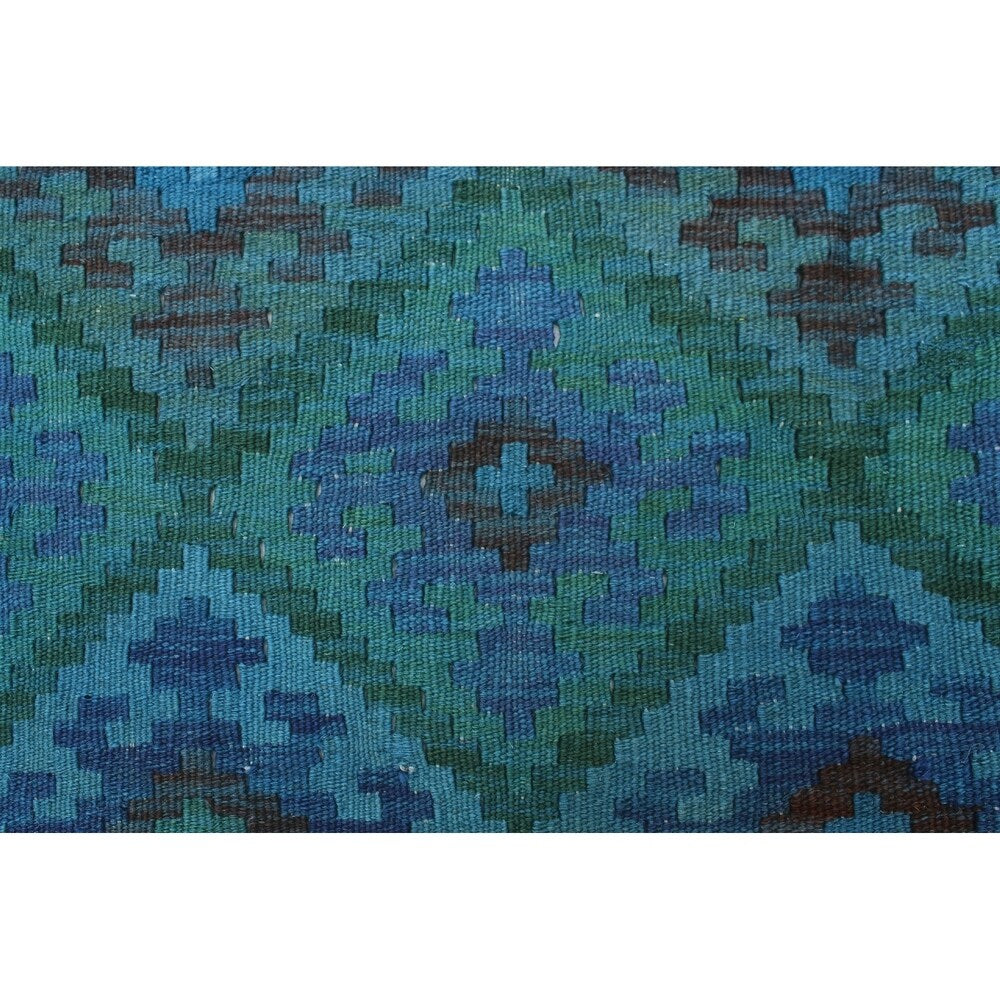 Noori Rug Elan Overyded Kilim Deyla Blue/Green Rug - 7'2" x 9'10"