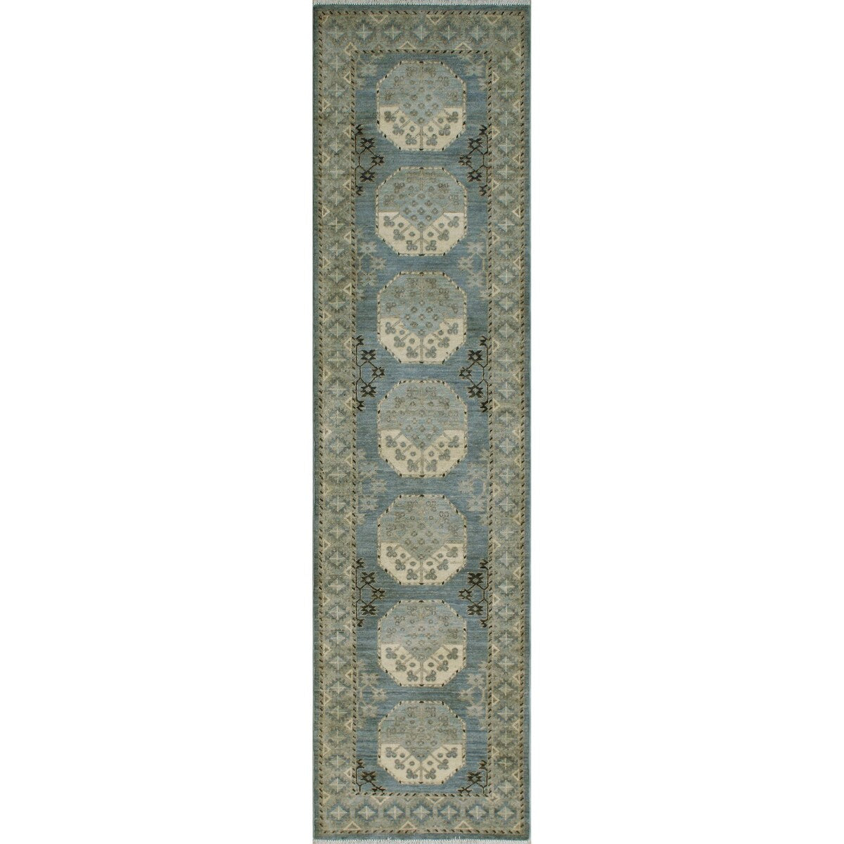 Noori Rug Fine Chobi Albia Grey/Ivory Runner - 2'7" x 9'10"