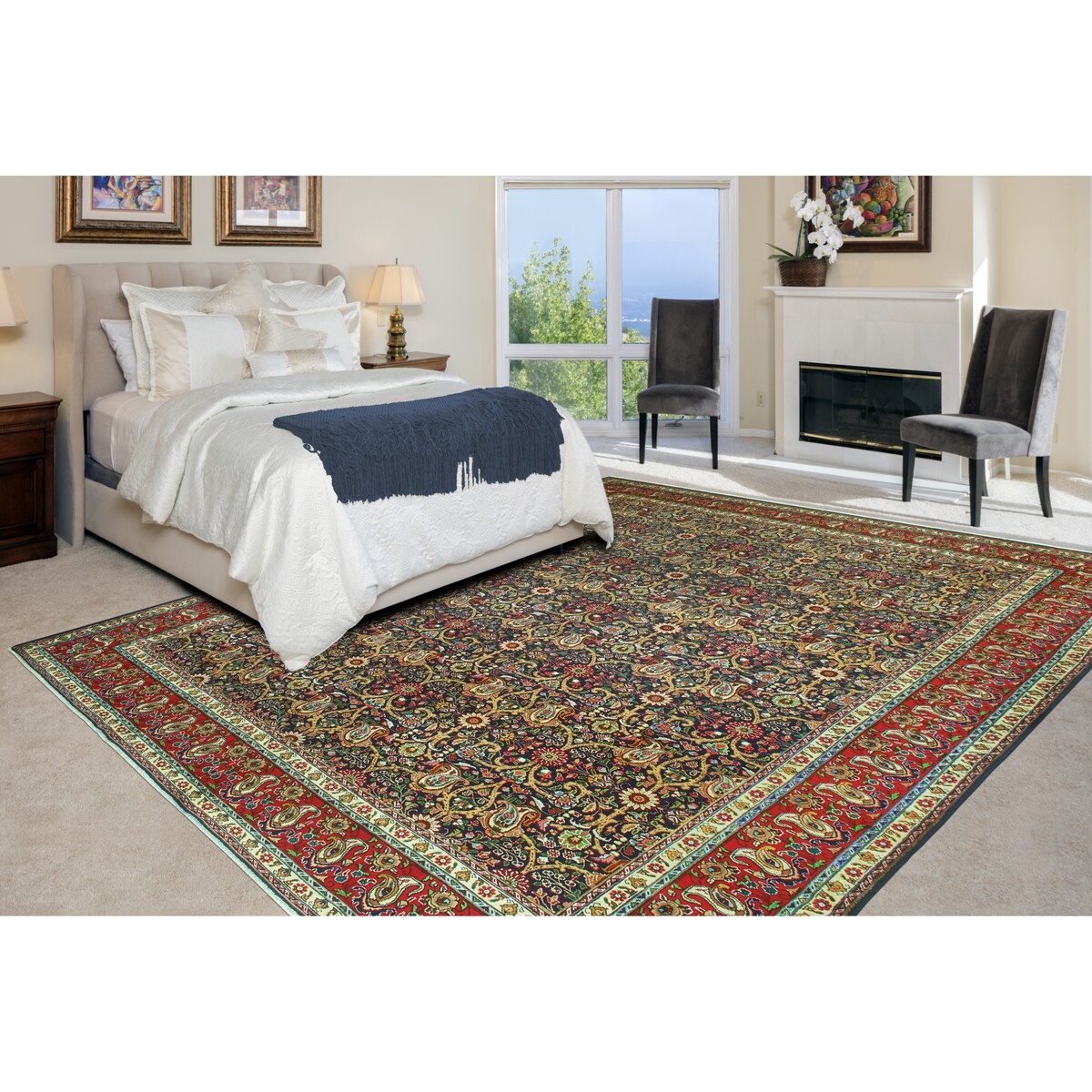 Noori Rug Fine Vintage Distressed Aneisha Navy/Red Rug - 9'11" x 13'4"