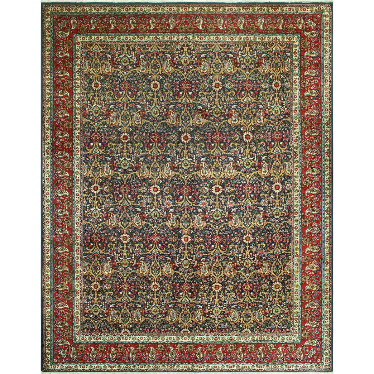 Noori Rug Fine Vintage Distressed Aneisha Navy/Red Rug - 9'11" x 13'4"
