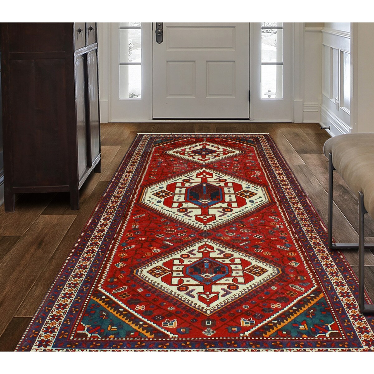 Noori Rug Fine Vintage Distressed Jiaan Red/Ivory Runner - 5'1" x 10'1"