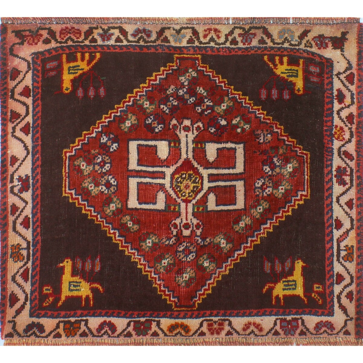 Noori Rug Fine Vintage Distressed Ricky Chocolate/Beige Runner - 2'0" x 1'8"