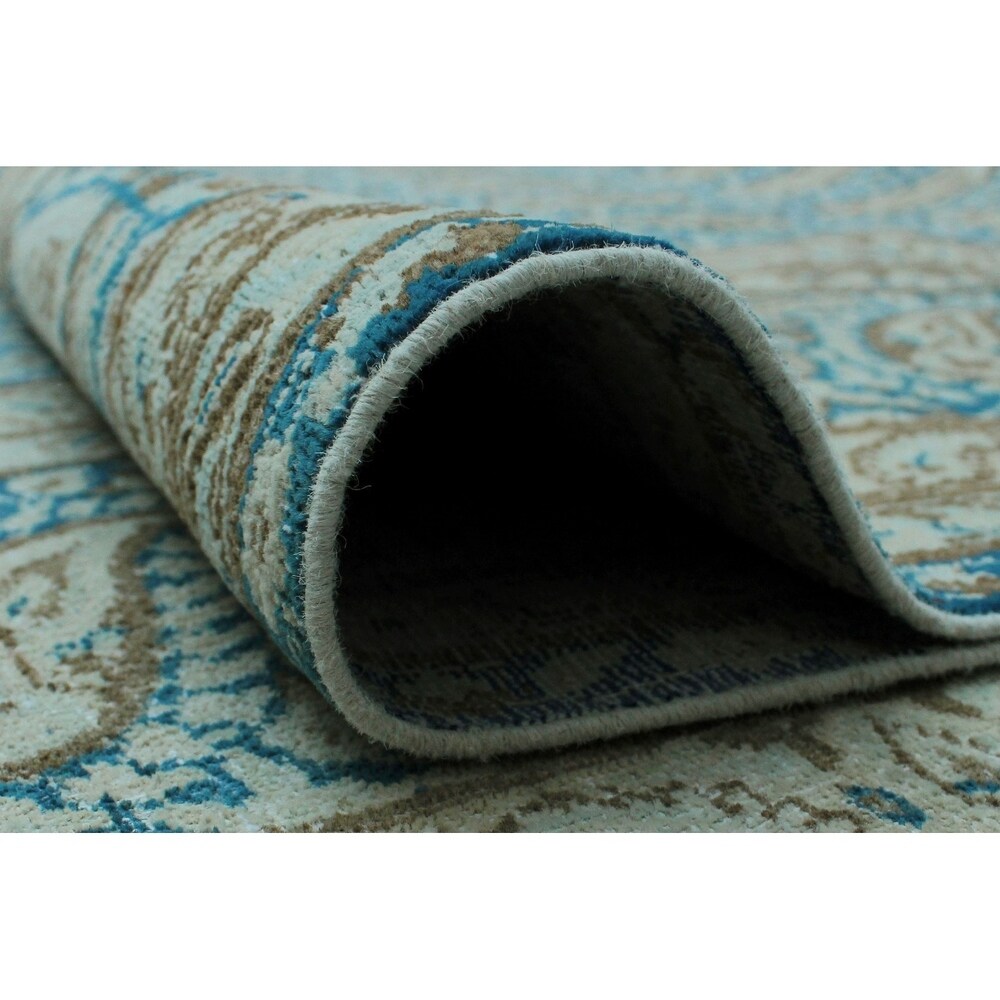 Noori Rug Fine Vintage Joann Blue/Beige Rug - 9'7" x 12'4"