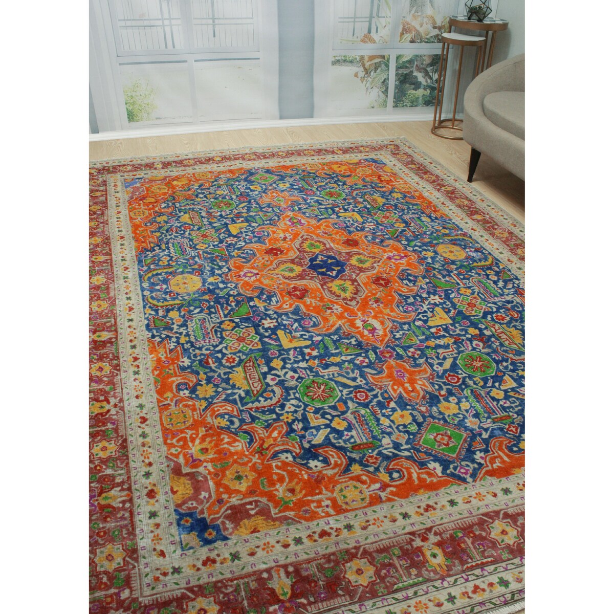 Noori Rug Fine Vintage Ulger Blue/Orange Rug - 8'0" x 10'6"