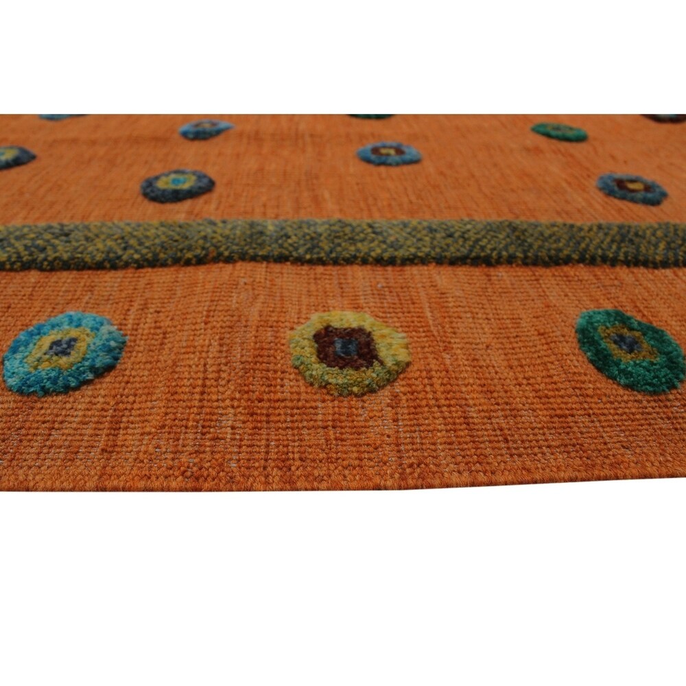 Noori Rug High-Low Kilim Apollo Orange/Green Rug - 6'9" x 9'9"