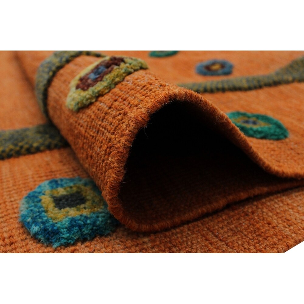 Noori Rug High-Low Kilim Apollo Orange/Green Rug - 6'9" x 9'9"