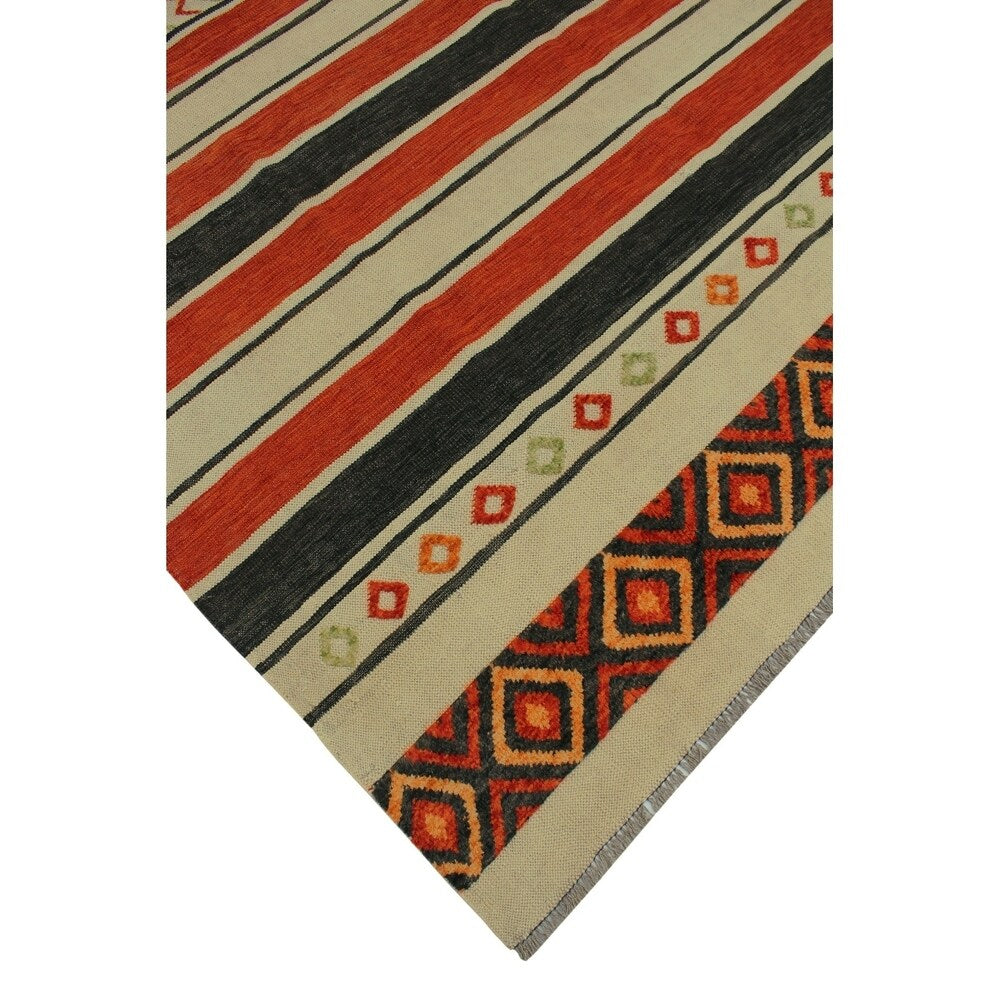 Noori Rug High-Low Kilim Dillon Beige/Orange Rug - 6'11" x 9'10"