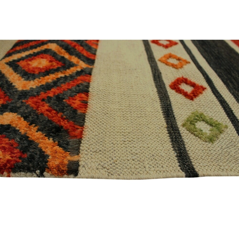 Noori Rug High-Low Kilim Dillon Beige/Orange Rug - 6'11" x 9'10"