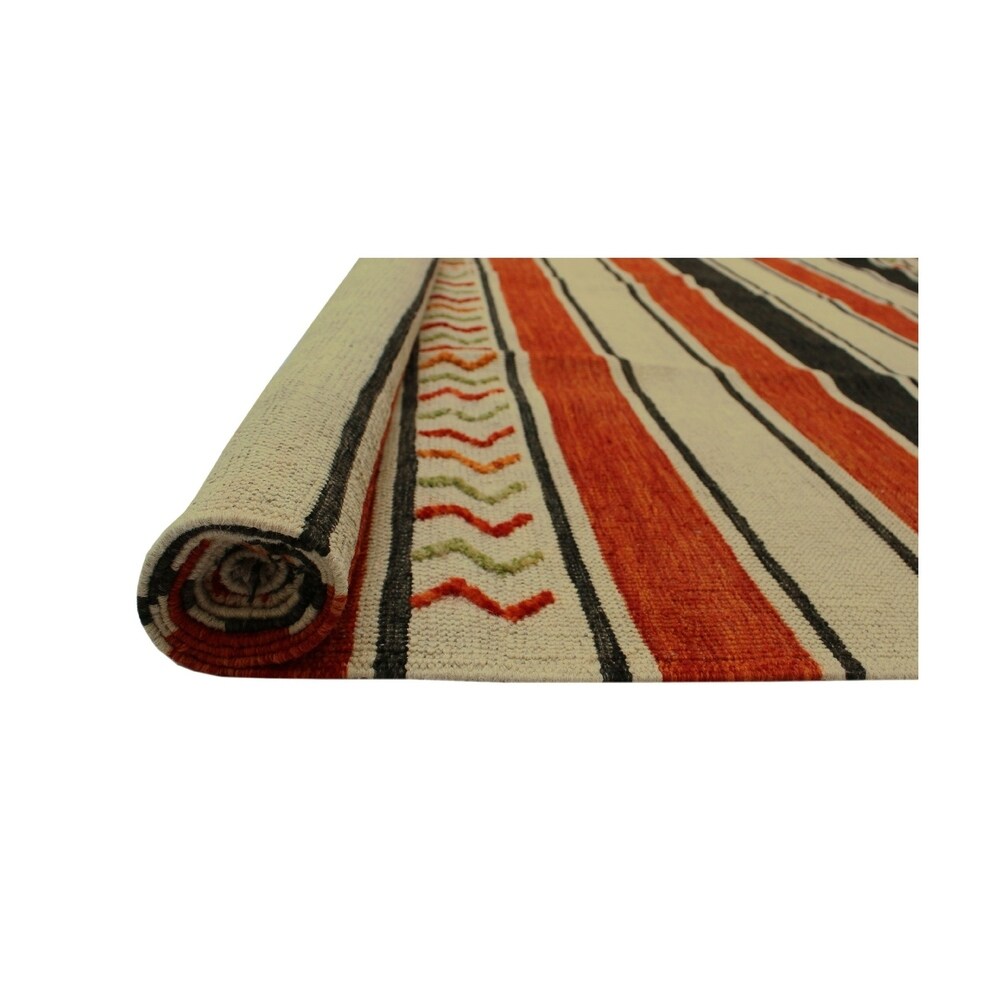 Noori Rug High-Low Kilim Dillon Beige/Orange Rug - 6'11" x 9'10"