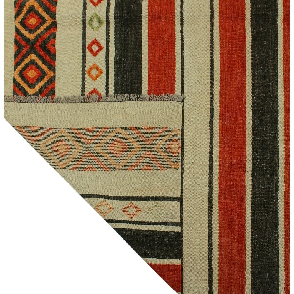 Noori Rug High-Low Kilim Dillon Beige/Orange Rug - 6'11" x 9'10"