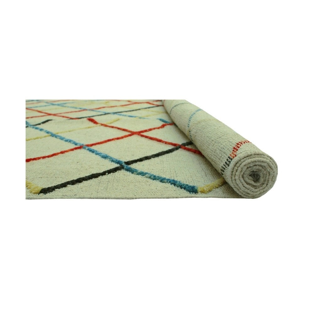 Noori Rug High-Low Kilim Raylan Beige/Orange Rug - 8'4" x 11'2" - 8'4" x 11'2"