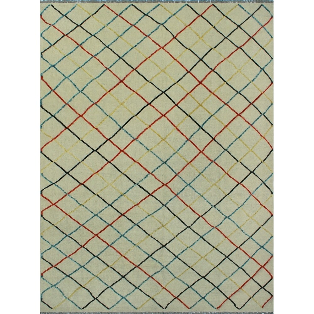 Noori Rug High-Low Kilim Raylan Beige/Orange Rug - 8'4" x 11'2" - 8'4" x 11'2"