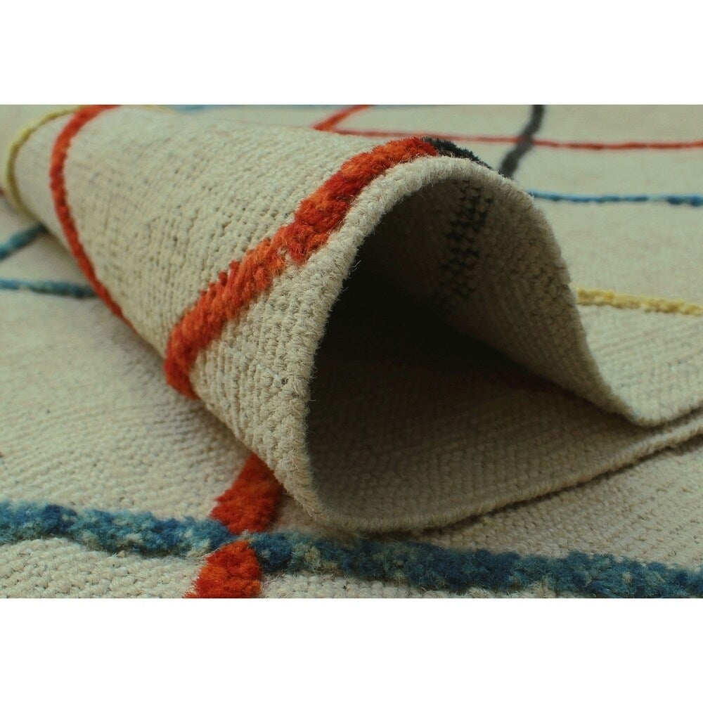 Noori Rug High-Low Kilim Raylan Beige/Orange Rug - 8'4" x 11'2" - 8'4" x 11'2"