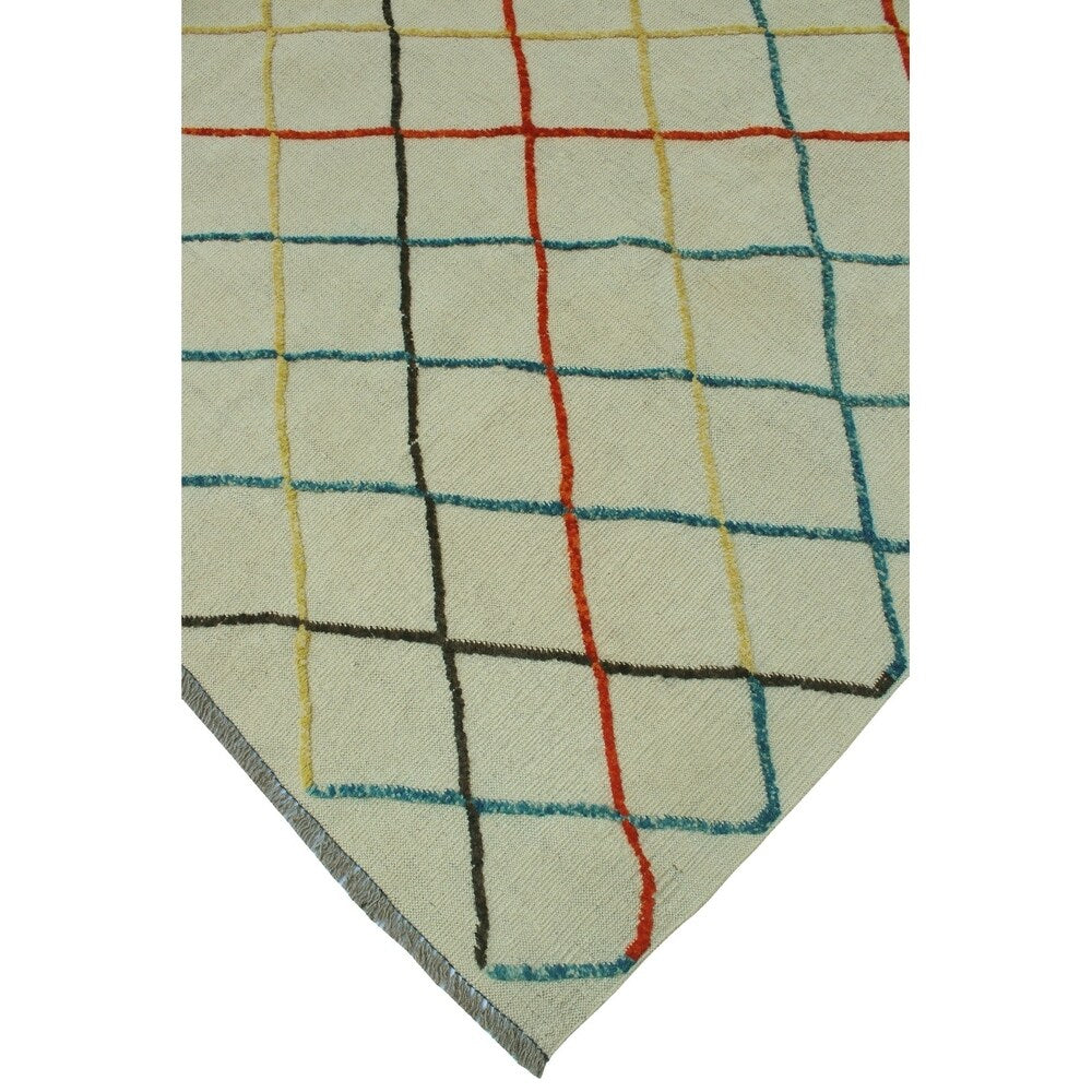 Noori Rug High-Low Kilim Raylan Beige/Orange Rug - 8'4" x 11'2" - 8'4" x 11'2"