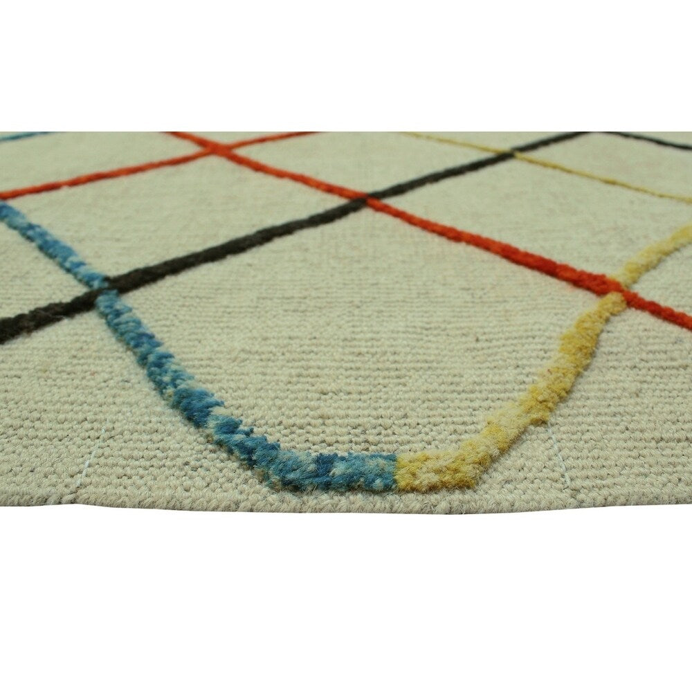 Noori Rug High-Low Kilim Raylan Beige/Orange Rug - 8'4" x 11'2" - 8'4" x 11'2"