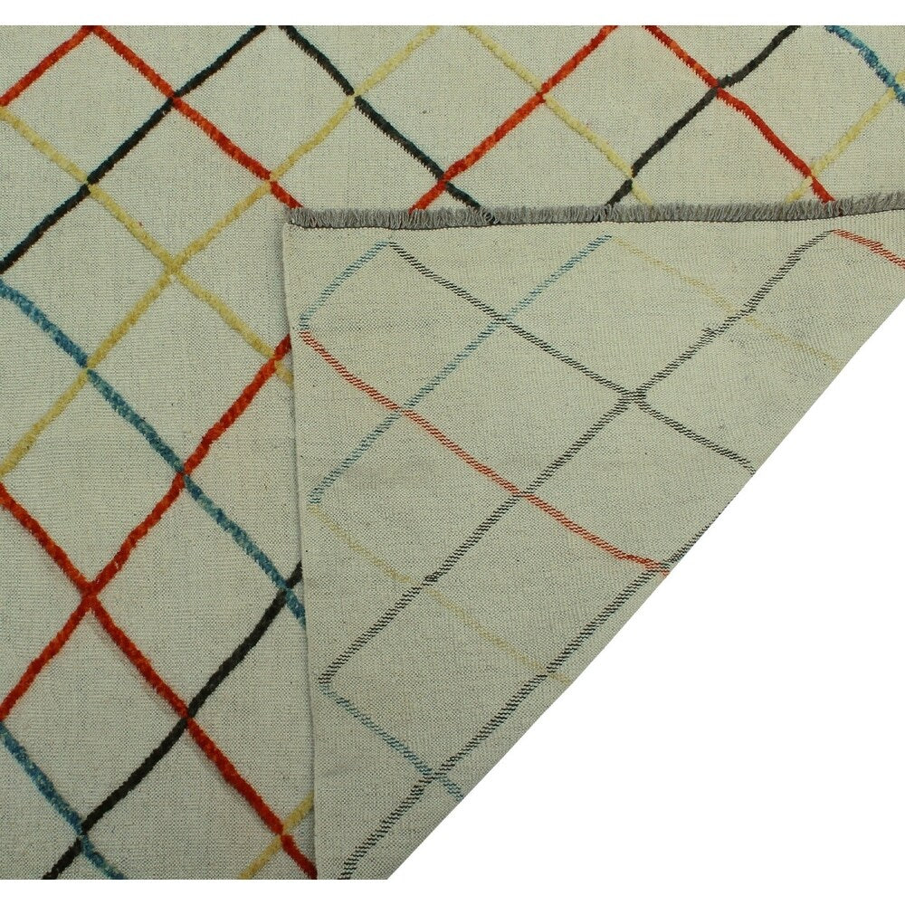 Noori Rug High-Low Kilim Raylan Beige/Orange Rug - 8'4" x 11'2" - 8'4" x 11'2"
