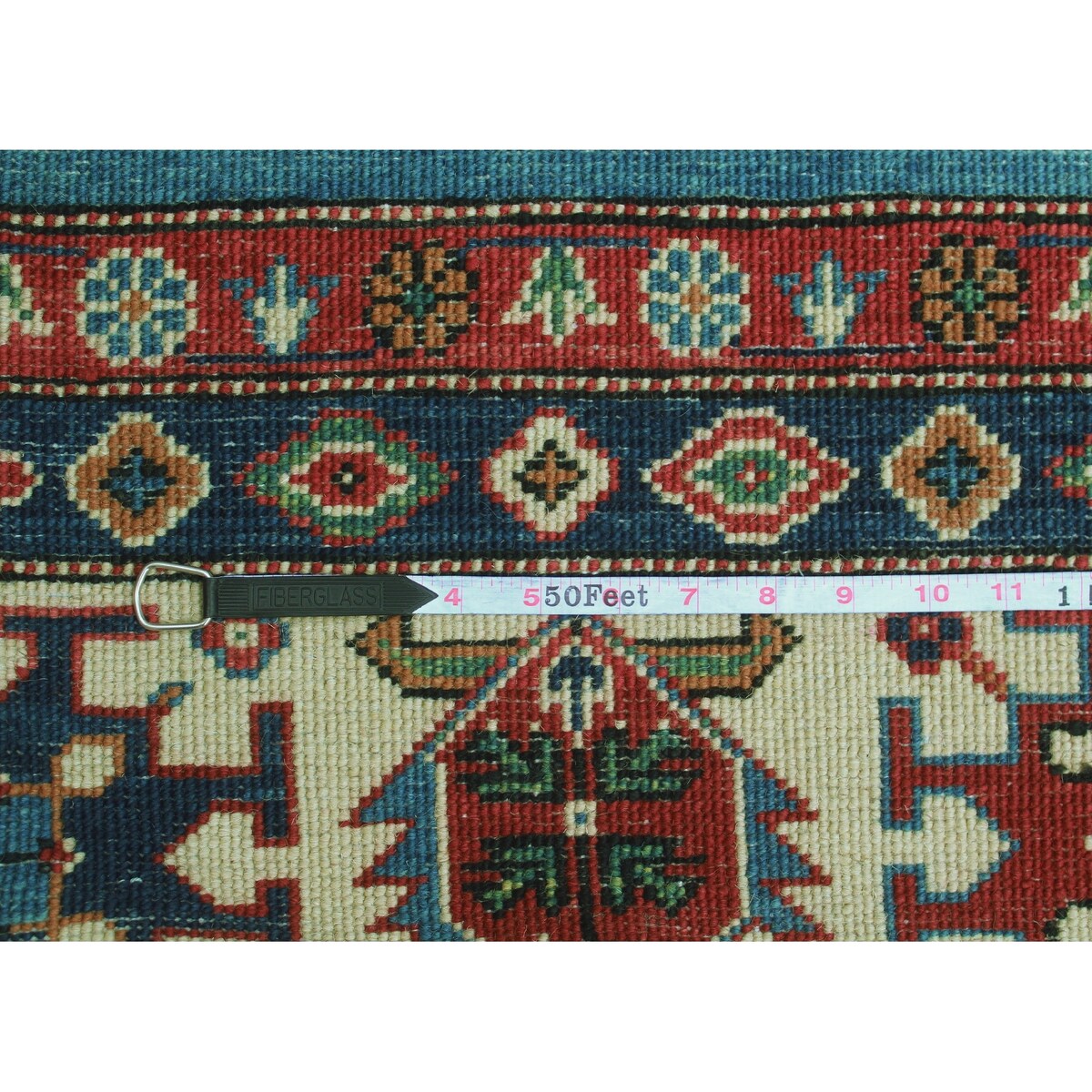 Noori Rug Kazak Aquanett Blue/Ivory Rug - 8'2" x 9'10"