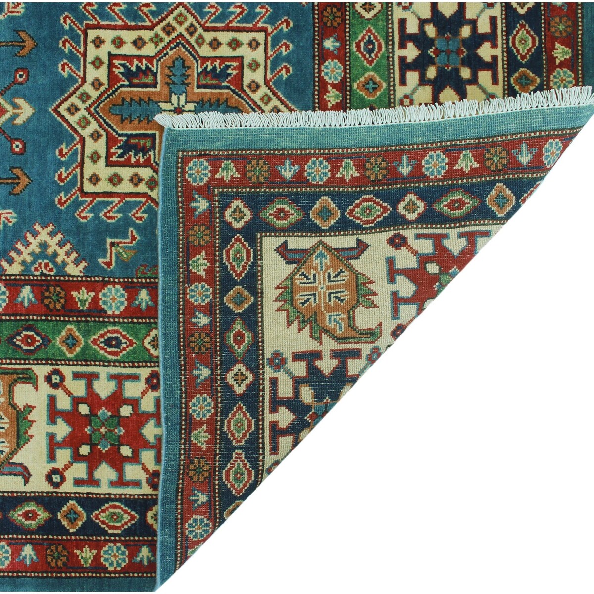 Noori Rug Kazak Aquanett Blue/Ivory Rug - 8'2" x 9'10"