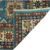 Noori Rug Kazak Aquanett Blue/Ivory Rug - 8'2" x 9'10"