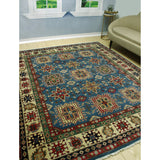 Noori Rug Kazak Aquanett Blue/Ivory Rug - 8'2" x 9'10"
