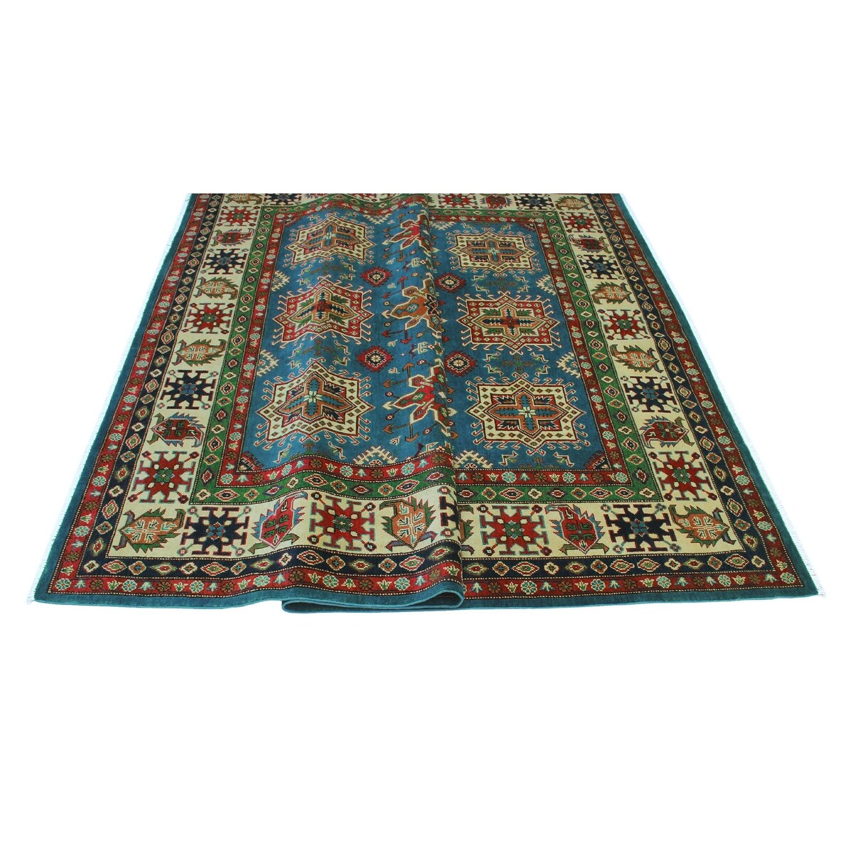 Noori Rug Kazak Aquanett Blue/Ivory Rug - 8'2" x 9'10"