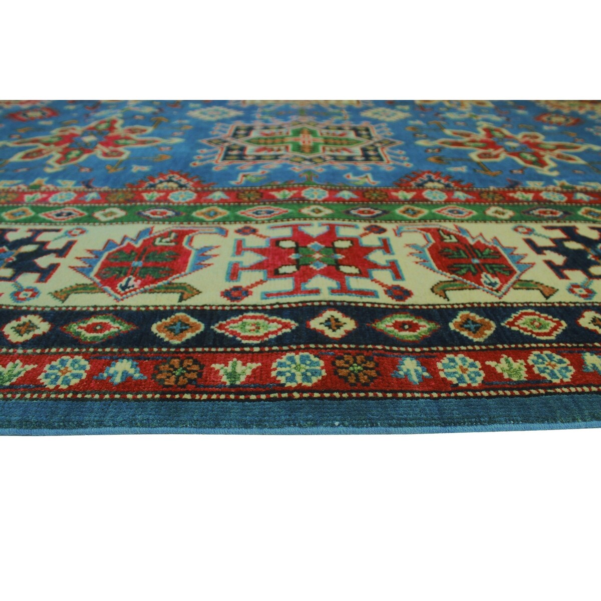 Noori Rug Kazak Aquanett Blue/Ivory Rug - 8'2" x 9'10"