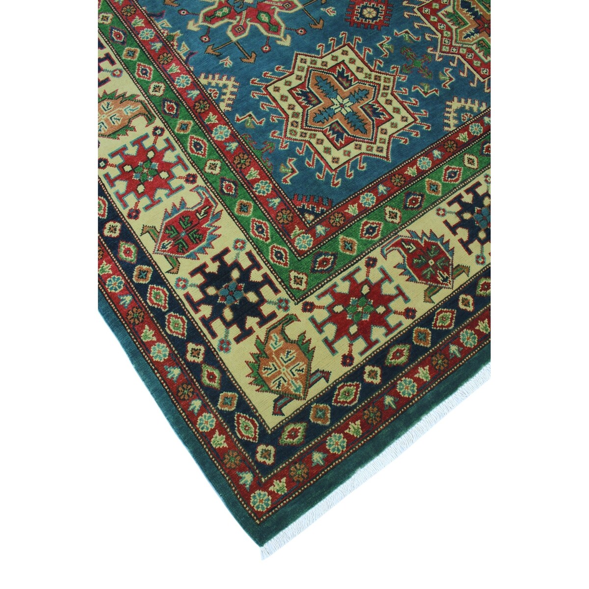 Noori Rug Kazak Aquanett Blue/Ivory Rug - 8'2" x 9'10"