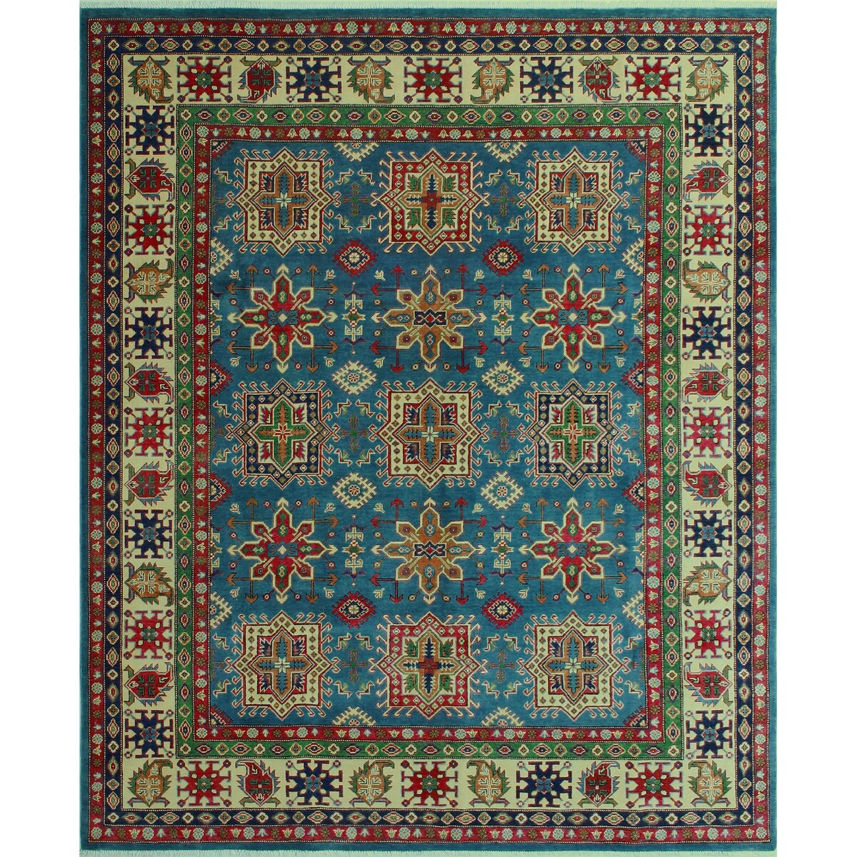 Noori Rug Kazak Aquanett Blue/Ivory Rug - 8'2" x 9'10"