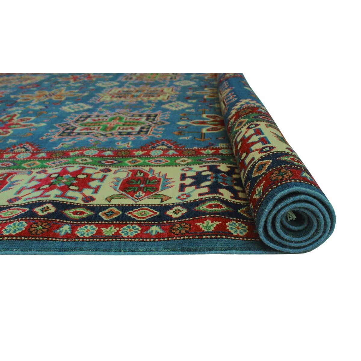 Noori Rug Kazak Aquanett Blue/Ivory Rug - 8'2" x 9'10"