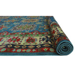 Noori Rug Kazak Aquanett Blue/Ivory Rug - 8'2" x 9'10"