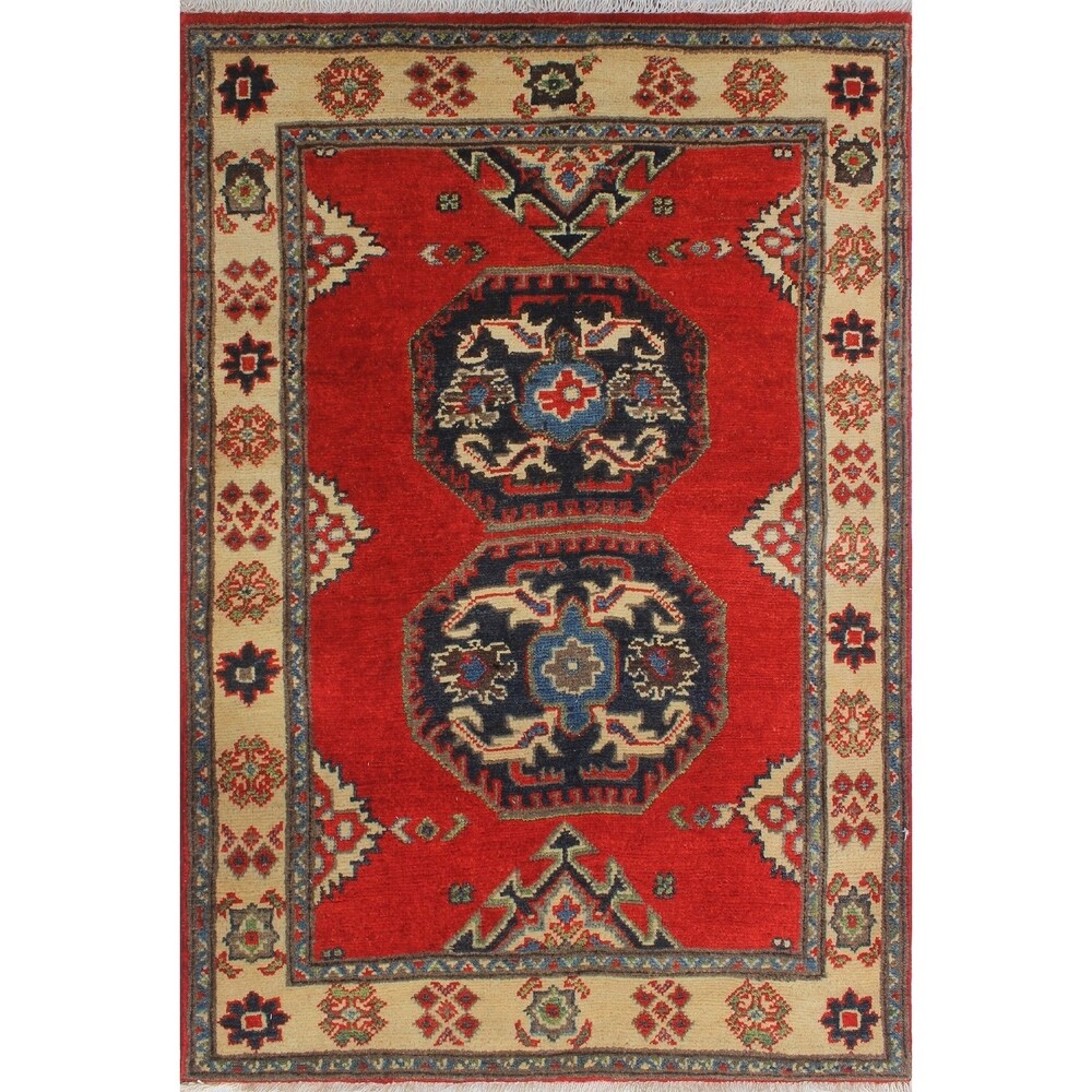 Noori Rug Kazak Azadeh Red/Beige Rug - 2'8" x 3'11"