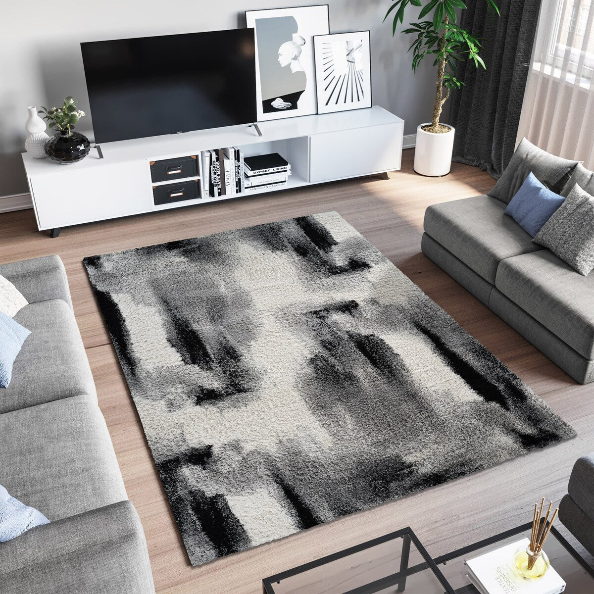 Noori Rug Lux Gordon Abstract Modern 2-inch Thick Shag Rug