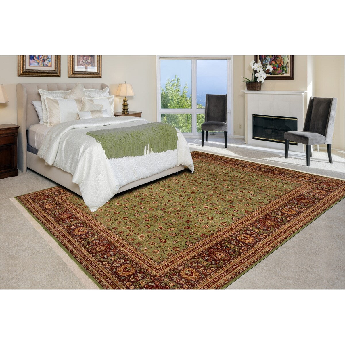Noori Rug Pak-Persian Baki Green/Aubergine Rug - 9'0" x 11'7"