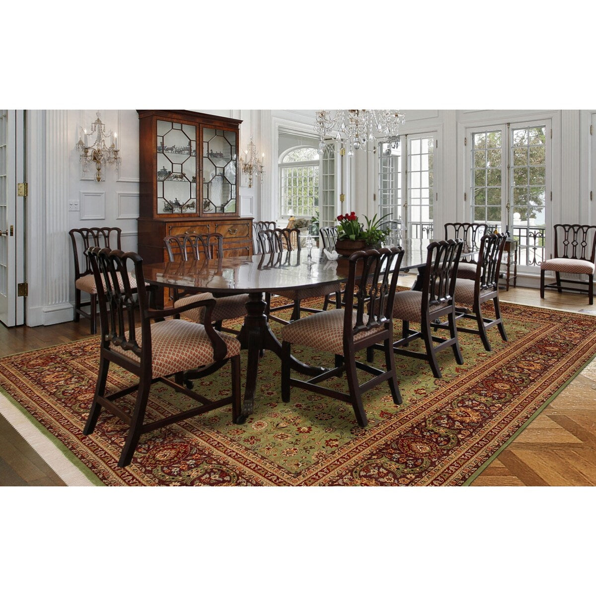 Noori Rug Pak-Persian Baki Green/Aubergine Rug - 9'0" x 11'7"