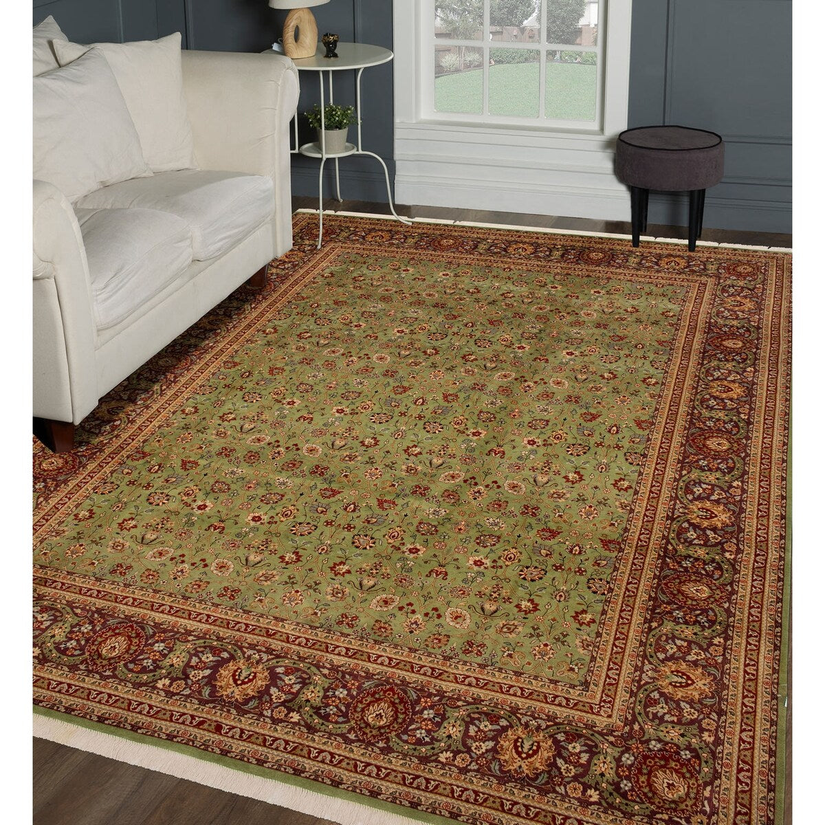 Noori Rug Pak-Persian Baki Green/Aubergine Rug - 9'0" x 11'7"