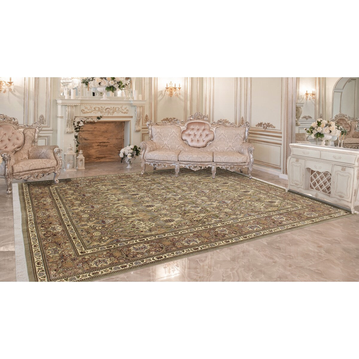 Noori Rug Pak-Persian Shahrivar Lt. Green/Beige Rug - 8'3" x 10'1"