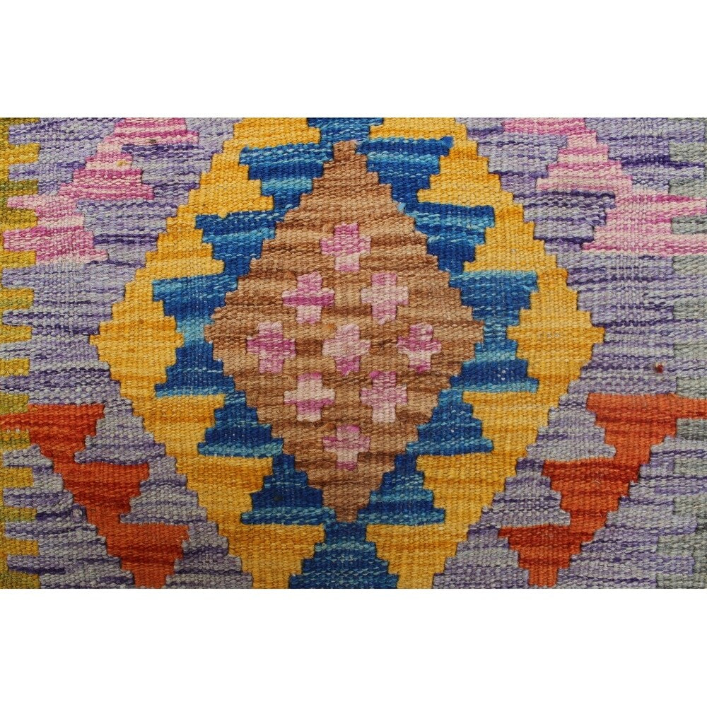 Noori Rug Sangat Kilim Corisand Purple/Grey Runner - 1'11" x 5'8"