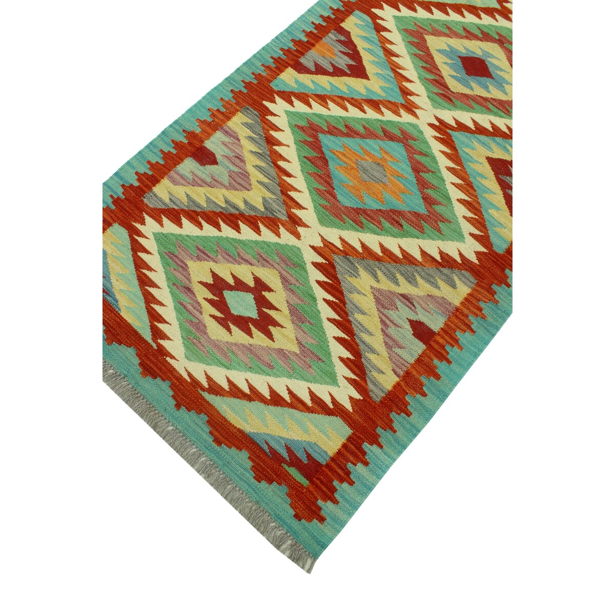Hand-Woven Sangat Kilim Gulloo Red/Ivory Runner - 2'9" x 8'4"