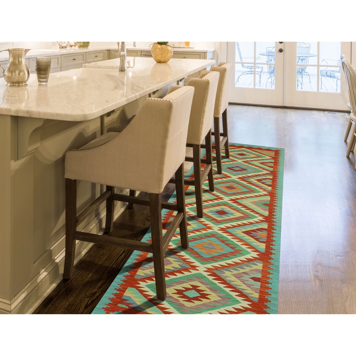 Hand-Woven Sangat Kilim Gulloo Red/Ivory Runner - 2'9" x 8'4"