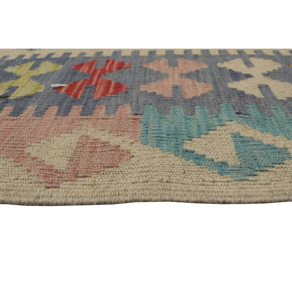 Noori Rug Sangat Kilim Julia Ki Blue/Ivory Rug - 6'10" x 9'10"
