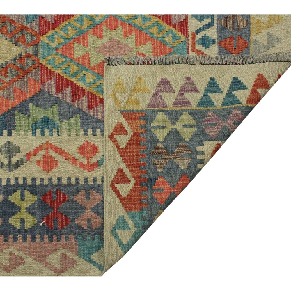 Noori Rug Sangat Kilim Julia Ki Blue/Ivory Rug - 6'10" x 9'10"