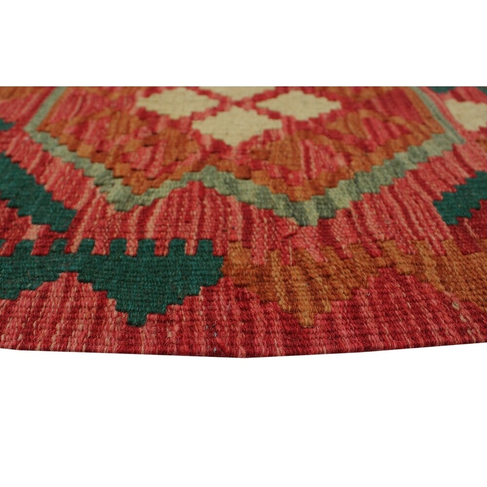 Noori Rug Sangat Kilim Leif Red/Green Rug - 1'7" x 1'10"