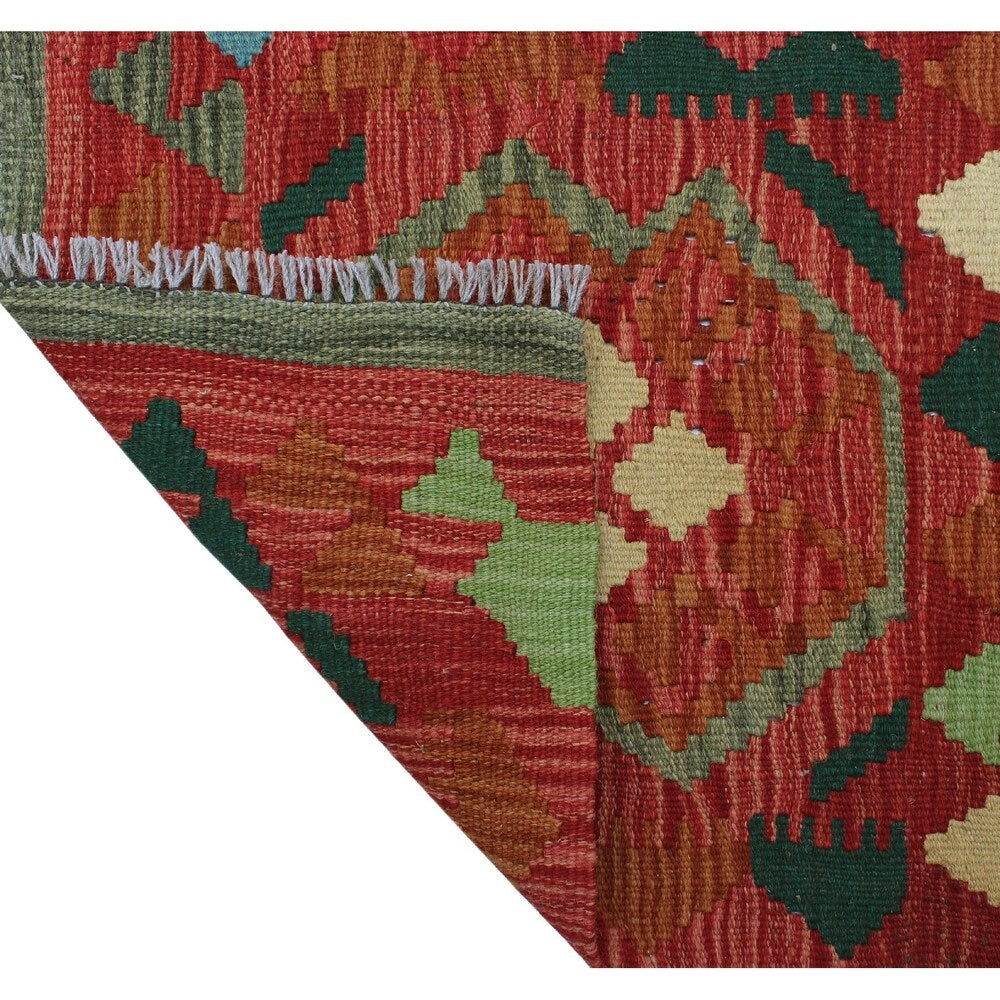 Noori Rug Sangat Kilim Leif Red/Green Rug - 1'7" x 1'10"
