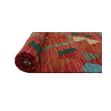 Noori Rug Sangat Kilim Leif Red/Green Rug - 1'7" x 1'10"
