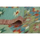 Hand-Woven Sangat Kilim Lilah Blue/Lt. Green Runner - 2'9" x 9'6"